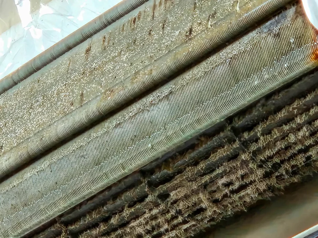 A picture of a moldy Air Conditioning Unit for Musty Smells from Your Air Conditioning